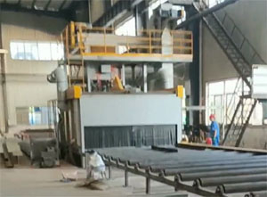 濟南鋼板預處理生產線安裝現場，包括拋丸機、噴漆室、烘幹室等